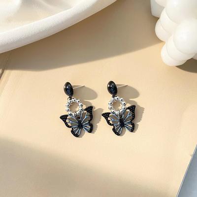 Schwarz Und Blau Schmetterling Ohrringe Tian Cool Girl Koreanische Version S925 Silber Nadel Ins Ohrringe Frauen Nische Luxus