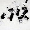 5-40Pairs Summer Black and White Cat Glass Fiber Breathable and Sweat Absorbing Women's Short Stockings Durable and Comfortable