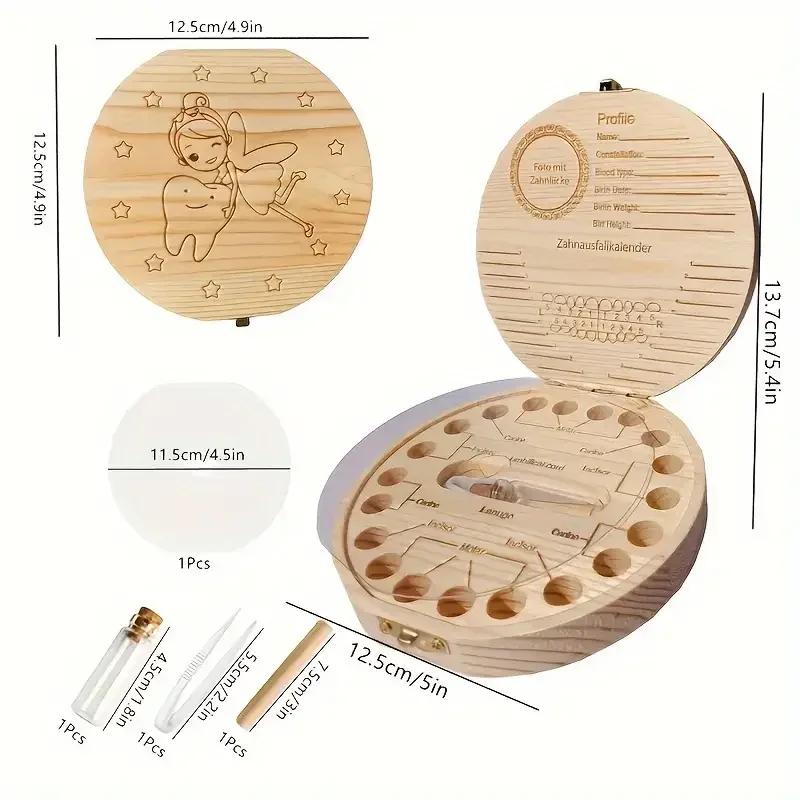 1PCS Free Customization Wooden Tooth Storage Box Baby Tooth Wood Storage Box Organizer Teeth Kids Christening Case Birthday Gift