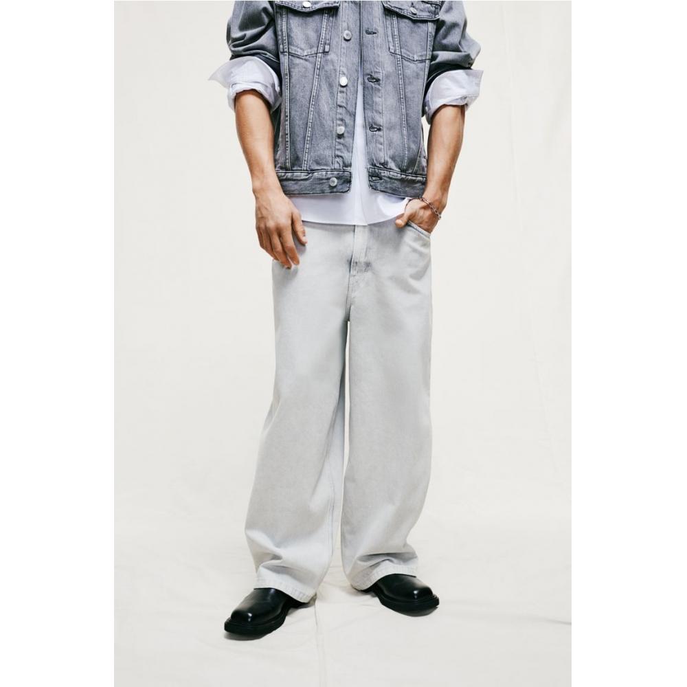 H M Super Baggy Jeans ligHt Grey