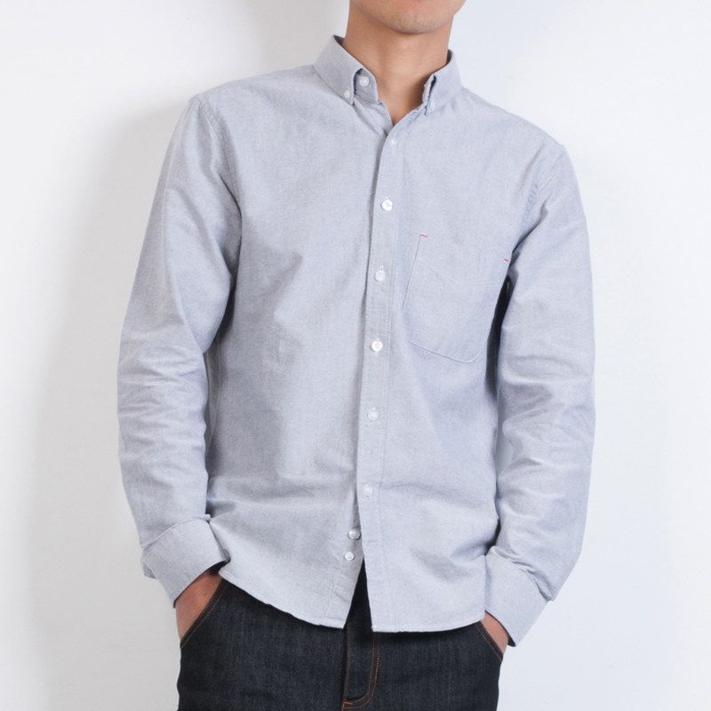 Clothing Factory Balance Cargo with Logo Cut Off Oxford Woven Shirts Men's Long Sleeves Pure Cotton Silm Hong Kong Style Japanese Style Shirt Coat