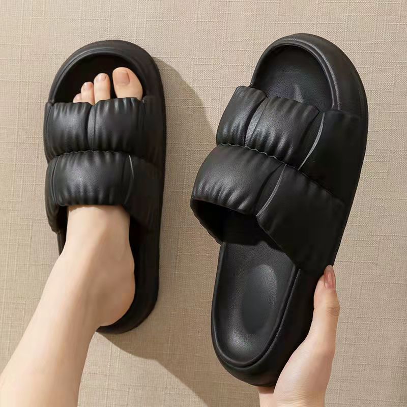 

Легкие мужские и женские тапочки с мягкой подошвой. Легкие противоскользящие сандалии на толстой подошве. 38-39 чёрный