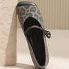 Soft-soled Single Shoes Women's Spring and Autumn New Retro Leopard Print Square Head Word with Mary Jane Shoes Comfortable Flat-soled Laden Shoes