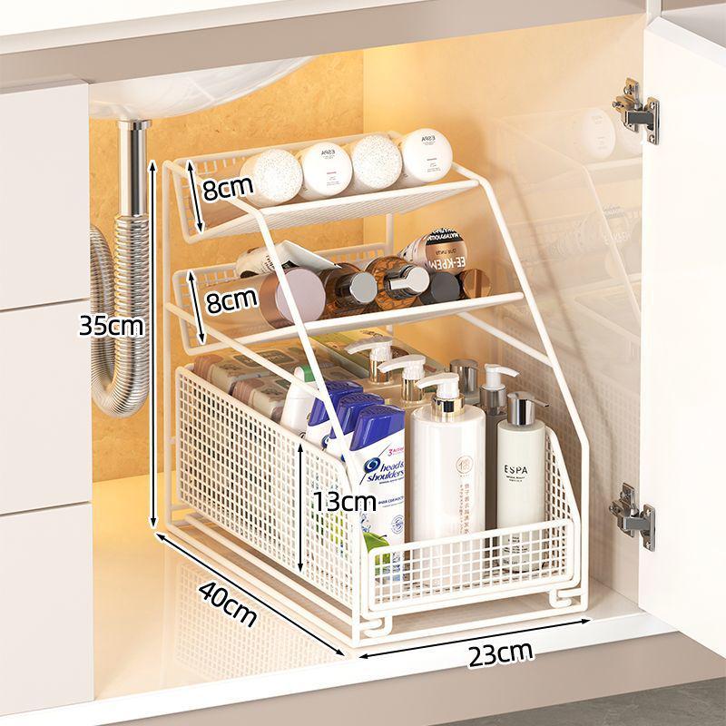 Under-Sink Pull-Out Bathroom Drain Shelf & Storage Basket
