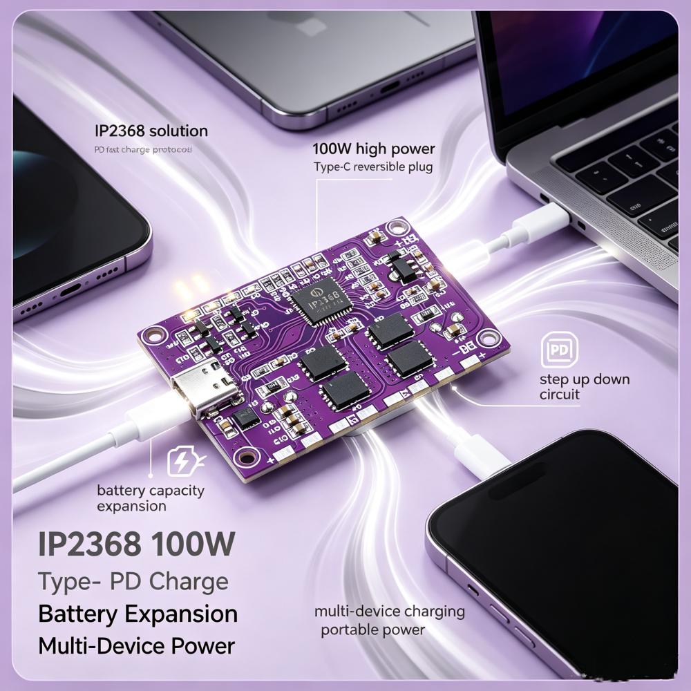 1S 1S 1S 6S Fast Charging Module IP1168 Bidirectional High Ppower 111W PD Type-C Power Bank Board for Laptops and Phones