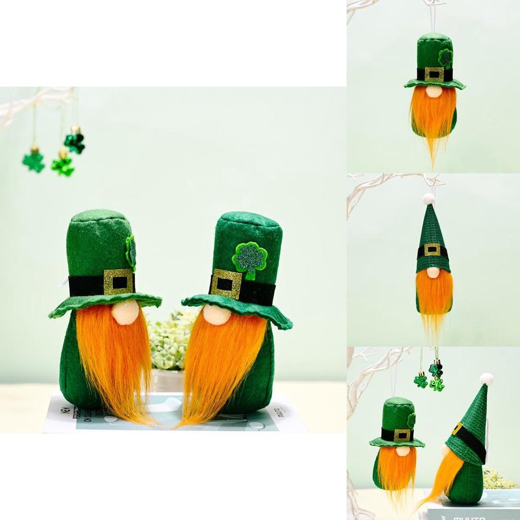 St. Patrick's Day Home Decor Handmade Gnomes Plush Toy Shamrock Faceless