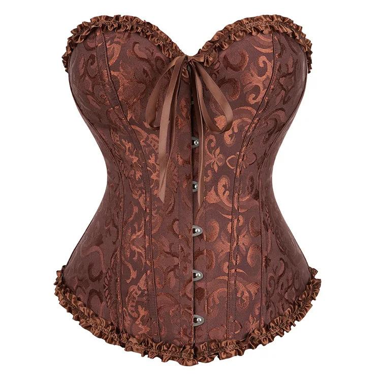 Damen Mode Europäisches Hof-Korsett Schlankmachende Shapewear für Hochzeiten Abendpartys 5XL brown