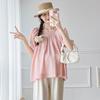 2026 Maternity Summer Off-the-Shoulder Puff Sleeve Top & Casual Straight-Leg Pants Set