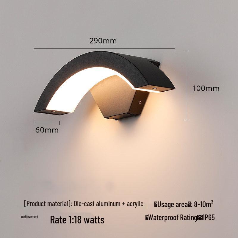 Lampă de Perete de Exterior în Formă de Lună, Rezistentă la Apă, cu Senzor Infraroșu, pentru Curte, Balcon și Prag