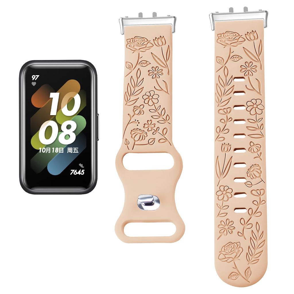 Prints Design Strap for Samsung Galaxy Fit 3 Watch Band Silicone Engraving Bracelet for Samsung Galaxy Fit 3 Floral Wristband
