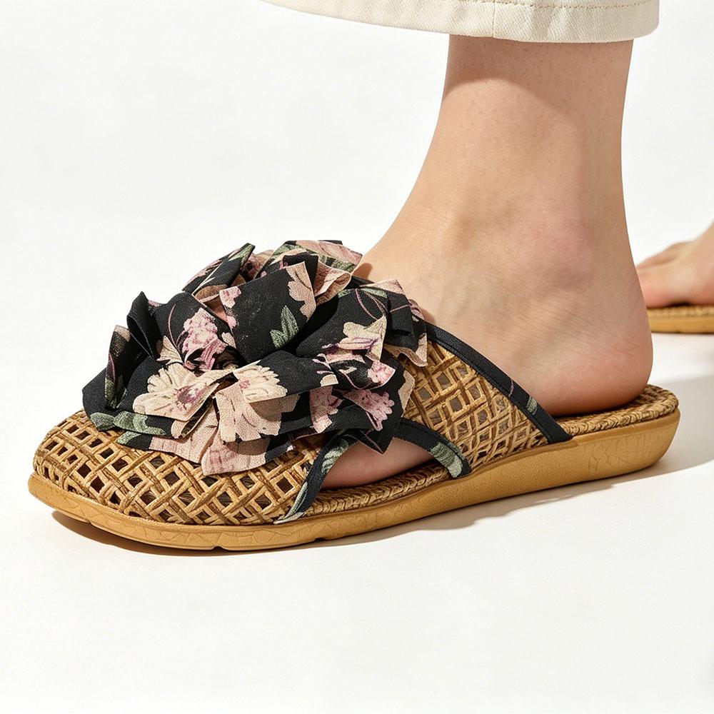 Womens Summer Slippers Sandal Fashion Linen Flip Flops Comfortable Casual Beach Shoes