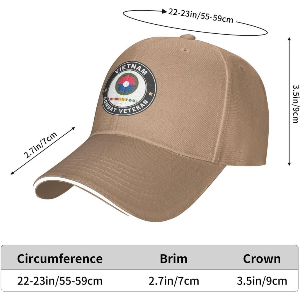 9th Infantry Division Vietnam Combat Veteran with Ribbons Adjustable Baseball Cap Unisex Sandwich Dad Hat Golf Hat
