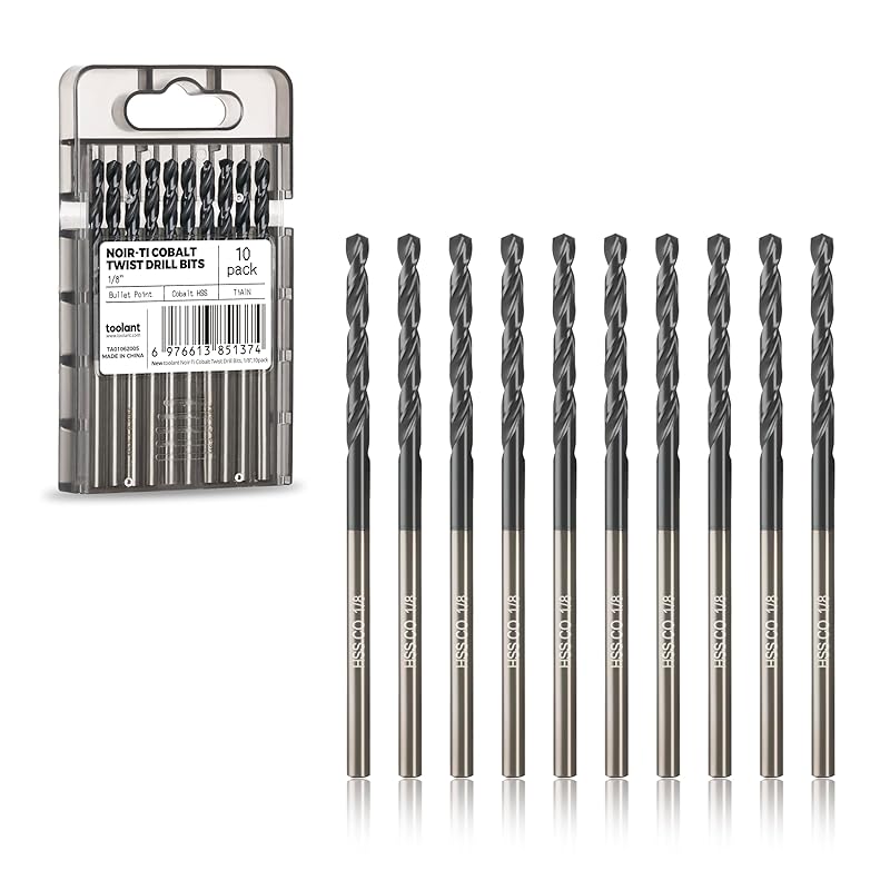 toolant Cobalt Drill Bit Set for Metal and Steel (Pro), Titanium Aluminum Nitride Coated (TiAlN) with Point Tip, for Hardened Metal, Stainless Steel,