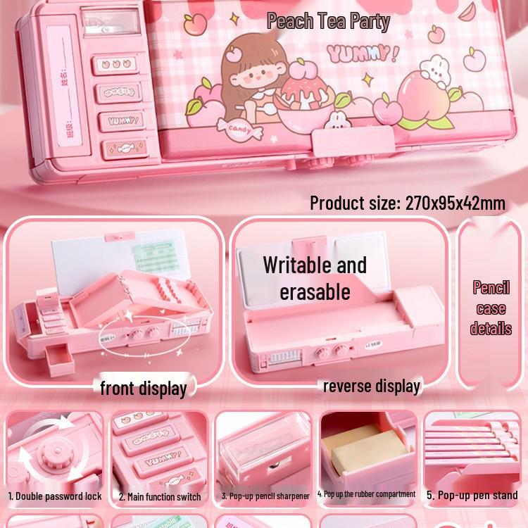 Høyteknologisk multifunksjonelt dobbeltsidig penal med passordlås for jenter og gutter