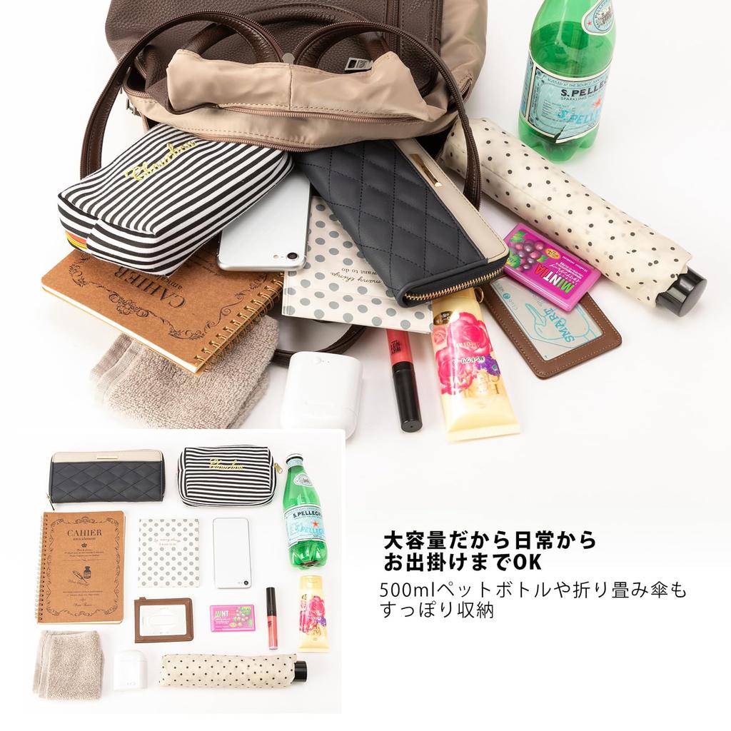 VIVID HORN La Creviar Arch Shoulder Lightweight Day Red 3-Way Backpack, Bag, Handbag, Nylon, Mother's Gift, 23150, Black/Wine