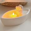 Cat Candle Holder Boat-Shaped Aromatherapy Cup Kittens Warming Paws Tea Light Holder for Home Bedroom Living Room Decor