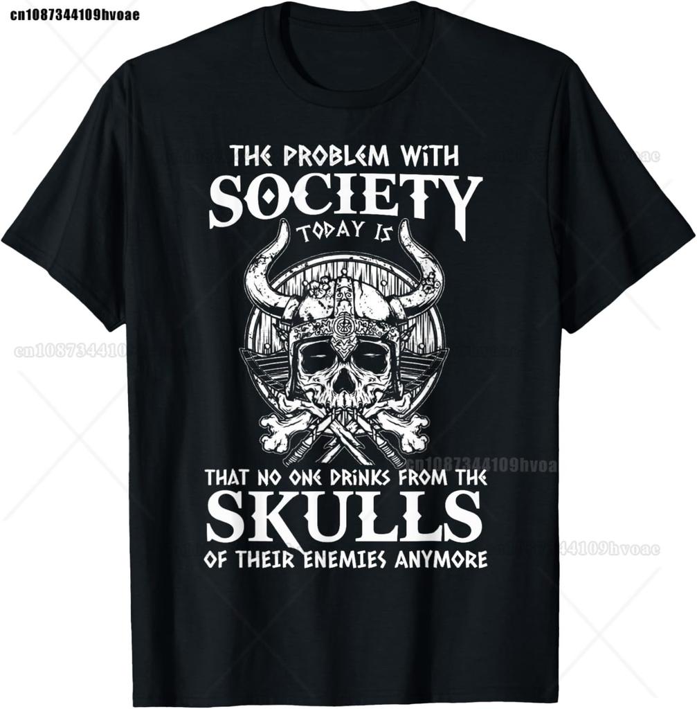 Viking Blood Runs Through My Veins Viking Ship TShirt Nordic Style Mens Oversized Short Sleeve Tops Tees Designer Clothing