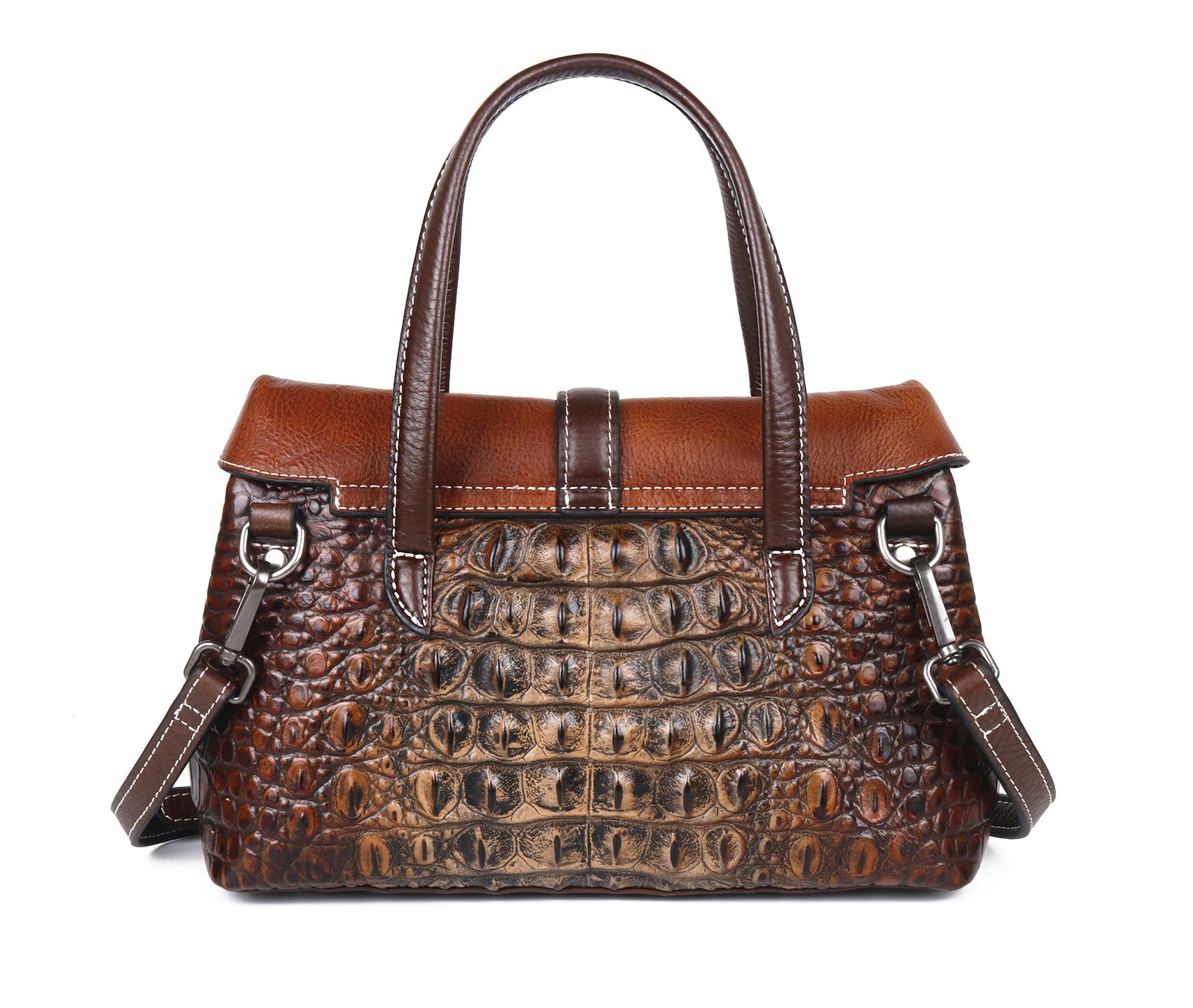 

Handbag New Women s Bag Head Layer Leather Embossed Crocodile Pattern Retro Single Shoulder Cross Shoulder Women s Bag 27CM*11CM*17CM