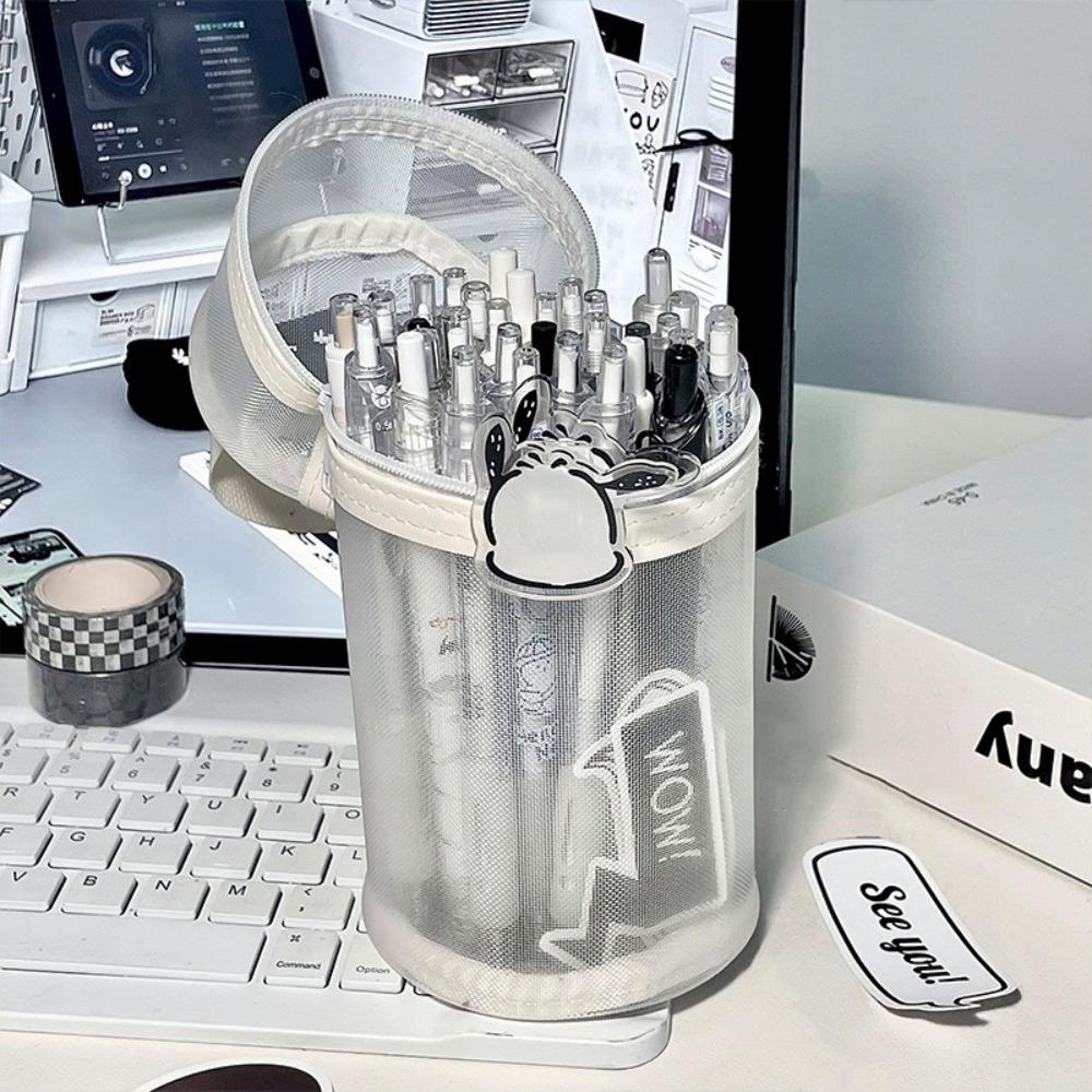 

Pen Holde Type Pen Bag Portable Pen Box Transparent Stationery Organizer School Office білий