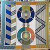 135Cm Silk Cashmere Scarf Women Hand Rolled Shawls Geometric Stripes Square Scarves Wraps Lady Bandana Hijabs Female Foulards