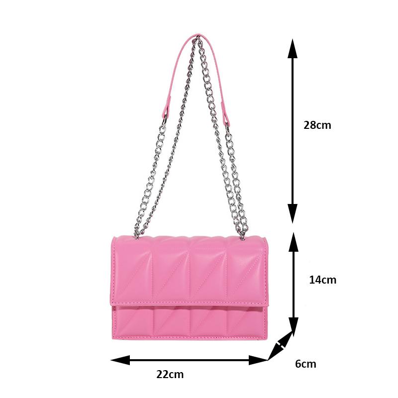 Solid Plaid Crossbody Bags For Women, Chain Decor Fashion Shoulder Bag Ladies Handbag For Daily Used CLE