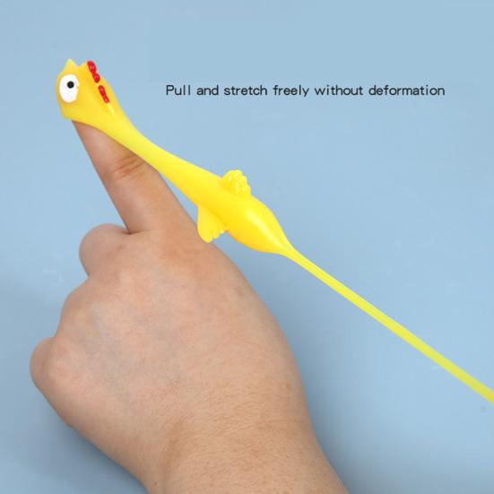 10Pcs Flying Chicken Catapult Rubber Chicken Finger Catapult Stretchy Chicken Shooter for Kids Indoor Outdoor