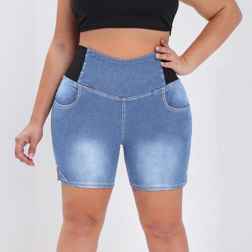 High-waisted stretch denim shorts for women, summer slimming, butt-lifting, tight-fitting, fitness casual pants