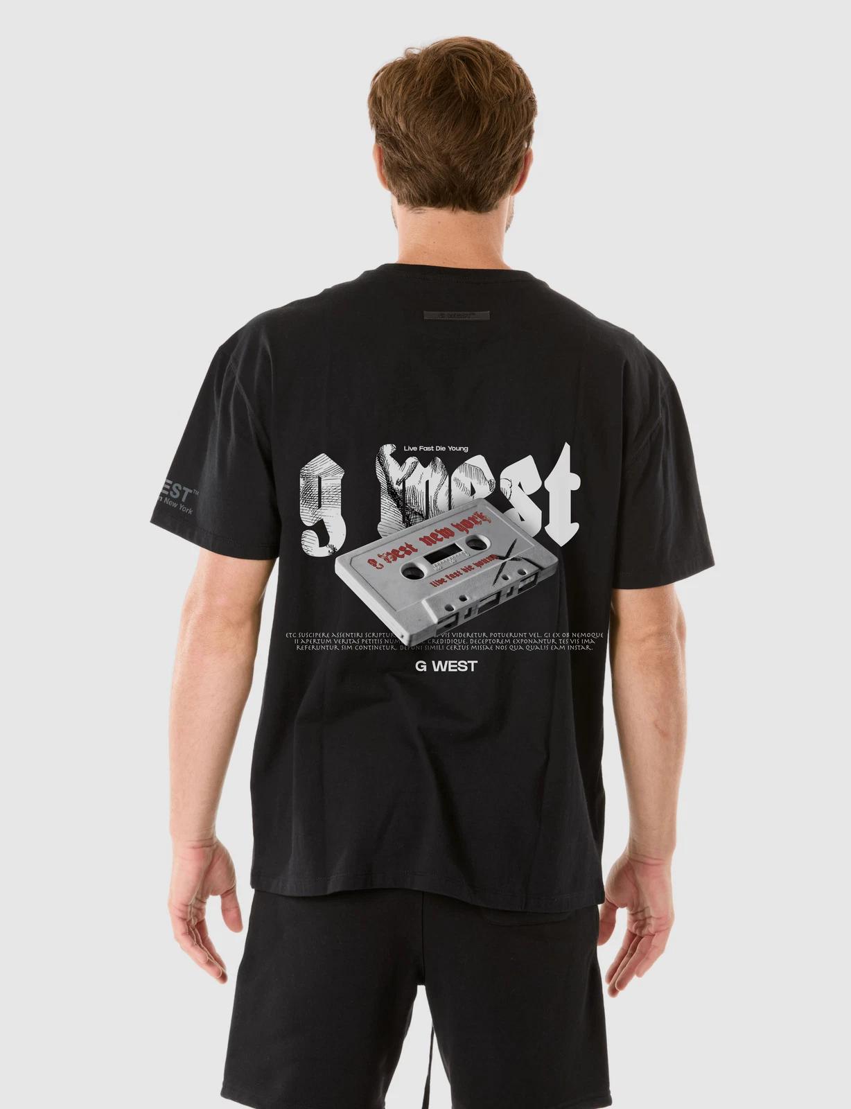 G WEST RETRO CASSETTE T-SHIRT - JET BLACK 3XL