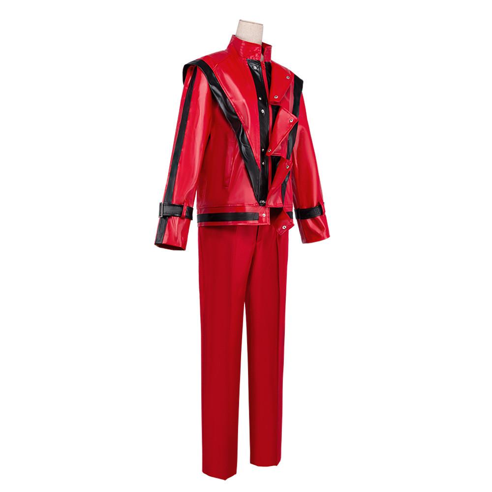 Michael Jackson Cosplay Costume Red Leather Jacket And Pants For Stage Performers