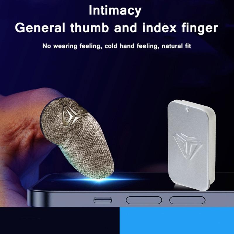 Finger Sleeve Sweatproof Breathable Finger Cover 1/2 Pair for Mobile Game for Touch Screen Finger Gloves with Storage Bo