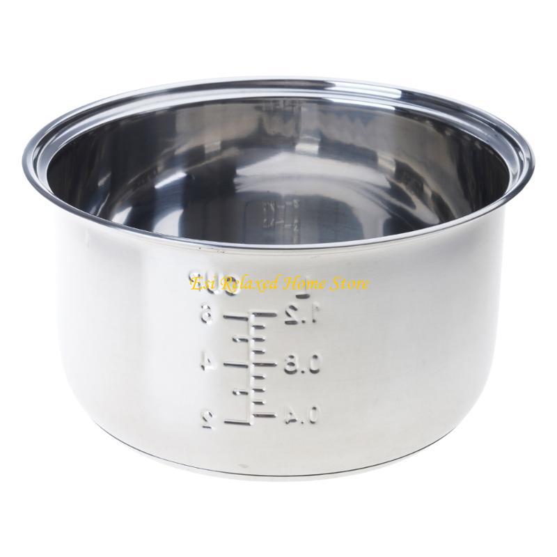 B46E 304 Stainless Steel Rice Cooker Inner Pot Dishwasher Safe Inside Bowl With Even Heating Base Replacement Accessory