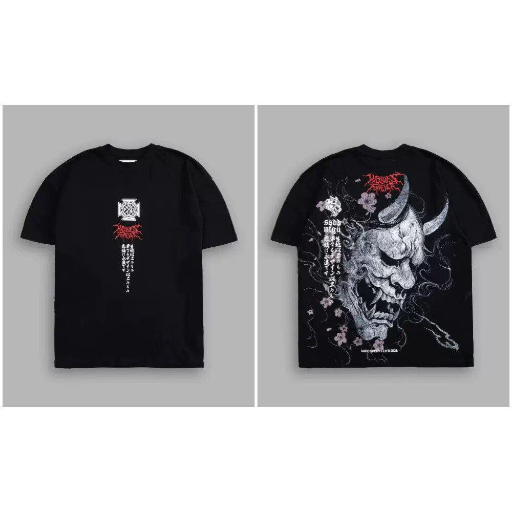 New DARCSPORT Wolf Head Bushido Short Sleeve Men's and Women's Oversized Yk2 American Sports and Leisure Loose Printed Cotton T-shirt