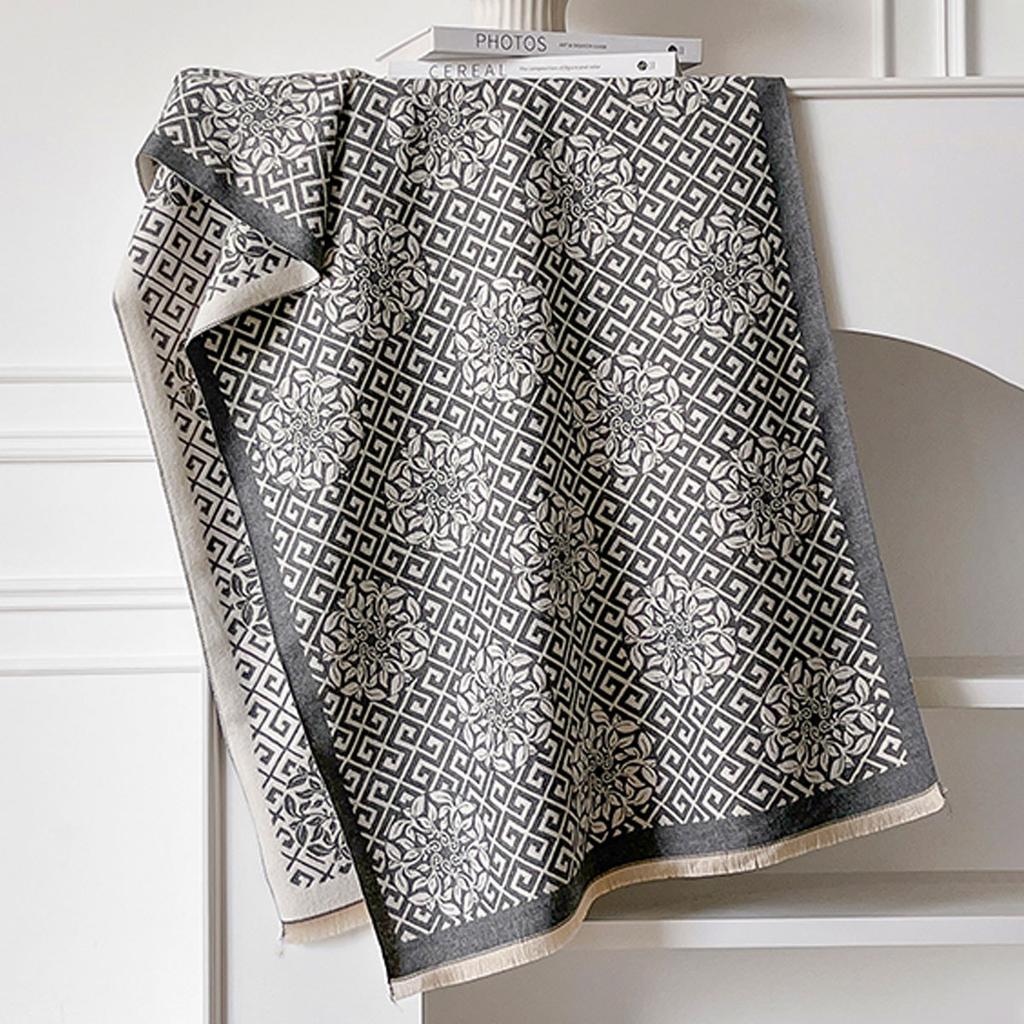 Scarf Women'S Winter High Sense Versatile Imitation Cashmere Scarf Labyrinth Grid Shawl With Dual-Purpose Warm Scarf