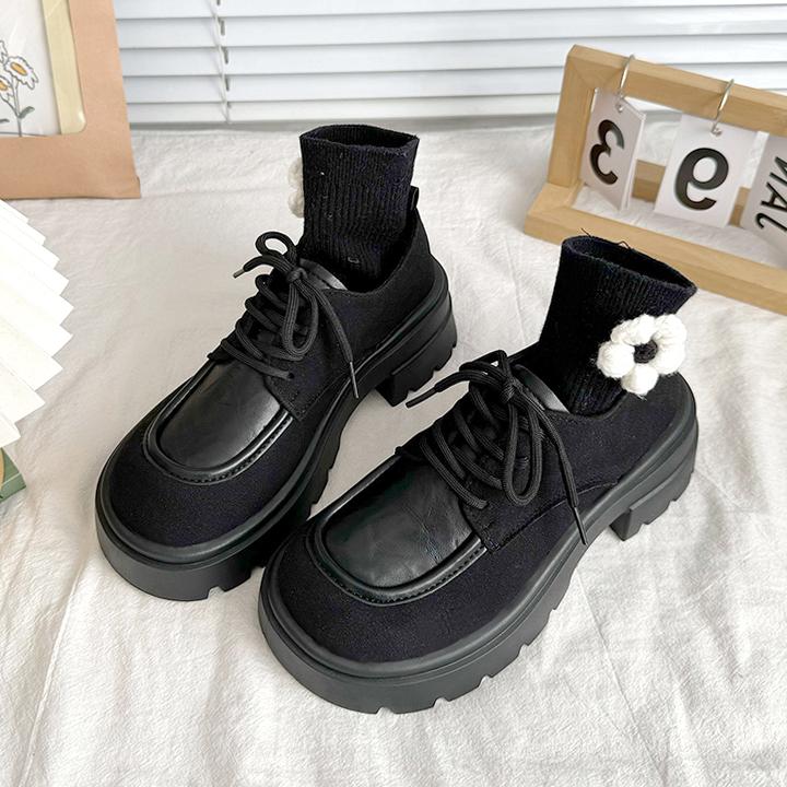 

Модные ретро замшевые туфли на платформе для женщин Мэри Джейн Модные повседневные лоферы для женщин Обувь Новые оксфорды с круглым носком Туфли JK Lolita 35 чёрный