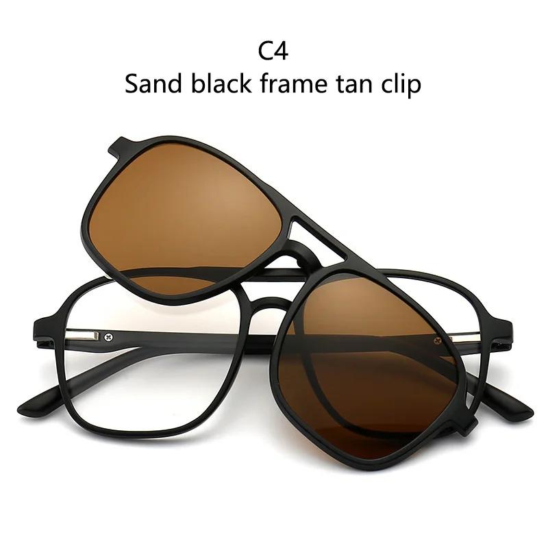 New Mirror Magnetic Attraction Sunglasses 6 Iin 1 Clip Cycling Glasses Dazzling Polaroid Men Sunglasses Women