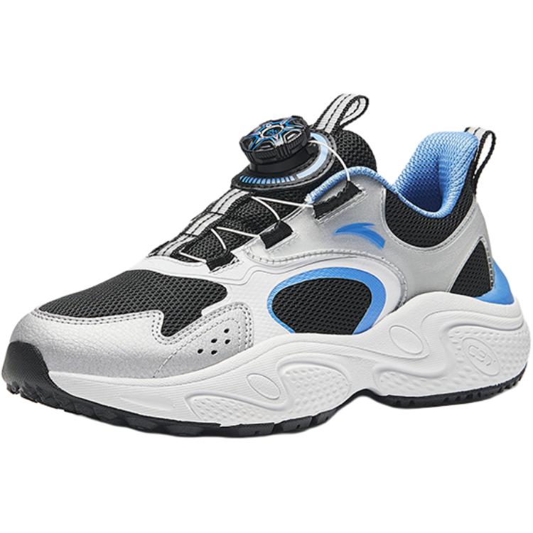 Anta Kids Mesh Fashion Comfortable Lightweight Shock Absorption Low Top Casual Shoes Kids Casual Shoes Black Silver White A12438801-2