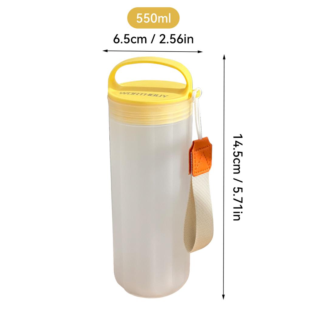 350/550Ml Transparent Plastic Water Bottle Portable Leak-proof Drinking Cup WIth Handle Travel Sport Heat-resistant Tumbler