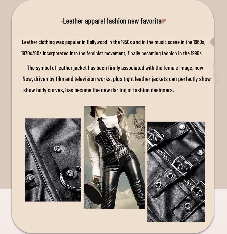 Spicy Gothic Leather Motorcycle Corset Bustier with Tummy Control
