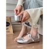 French sequined silver small inner height increase 5cm light mouth single shoes women's Mary Jane evening shoes