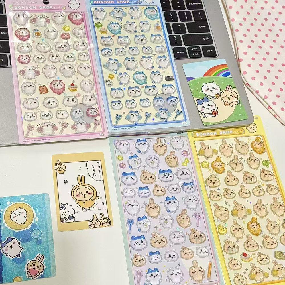 Kawaii Relief Sticker Scrapbook Laptop Cute Bonbon Drop Seal Children Gift Crystal Stickers 3D DIY PVC Play Entertaining Safe Kid Friendly Fun