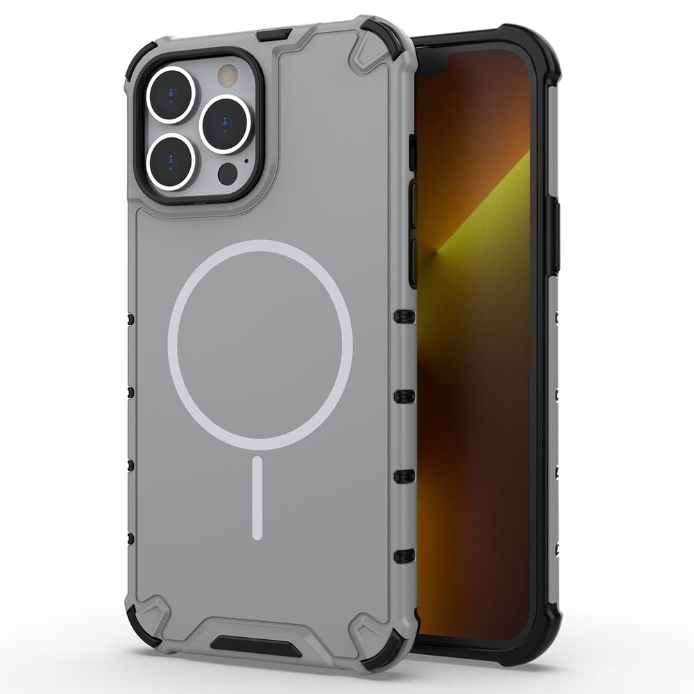 For iPhone 13 Pro Magnetic Case Corrugated Texture Heat Dissipation Shockproof TPU+PC Phone Back Cover