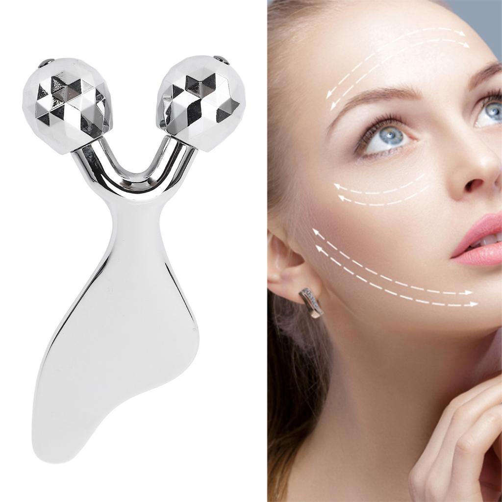 Face Massage Roller Y Shape Design Double Metal Balls Facial Lifting Massager  Sha Plate Tool