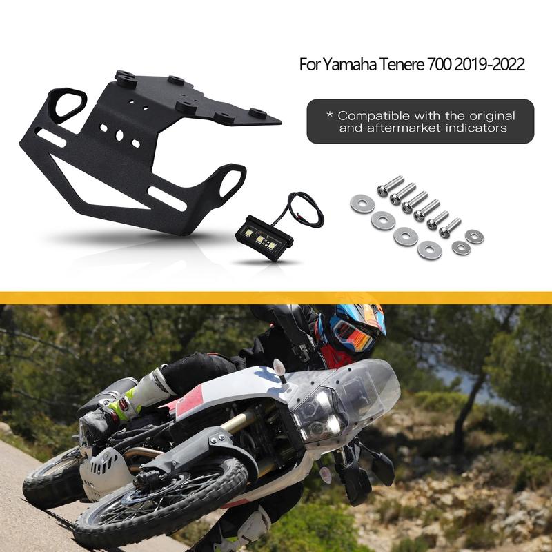 For Yamaha Tenere700 T700 XTZ 700 2019-2024 License Plate Holder Tail Tidy LED Light Fender Eliminator TENERE700 T7 XTZ700