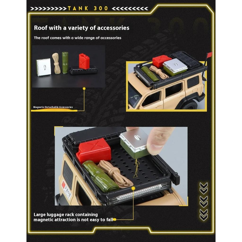 1/24 TANK 300 Modifizierte Version des Geländewagens Legierungsauto Diecast Modell Simulation Sammelmodell Kinder Geburtstagsspielzeug Geschenk