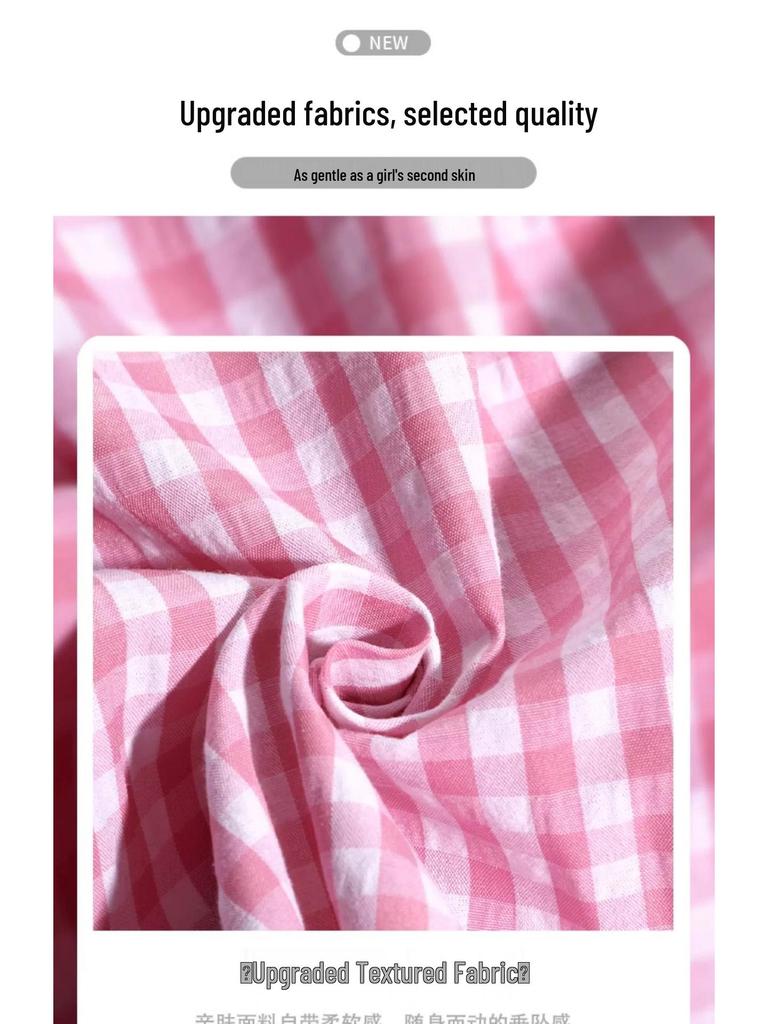 Women's Summer High-Waist Plaid Casual Pants: Slimming Straight or Wide Leg Draped Design