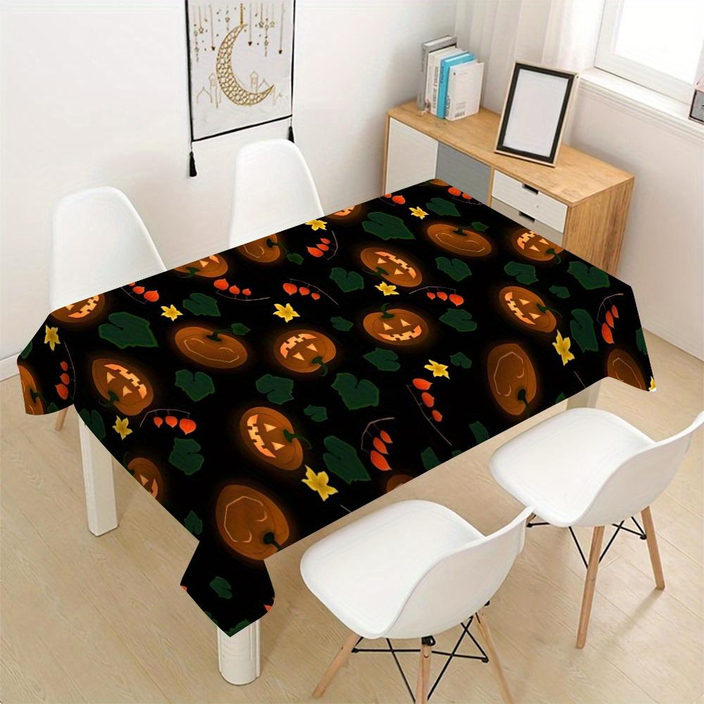1pc Halloween Tablecloth with Vivid Pumpkin and Floral Design, Suitable for Outdoor Dining, Farmhouse Decor, Easter and Valentine's Day Celebrations,