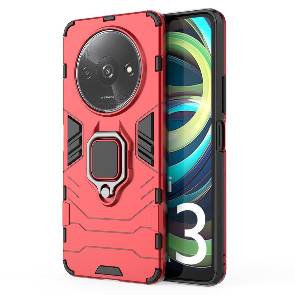 For Xiaomi Redmi A3 4G/Poco C61 4G Case Dual-Layer PC+TPU Armor Phone Cover Ring Holder Kickstand
