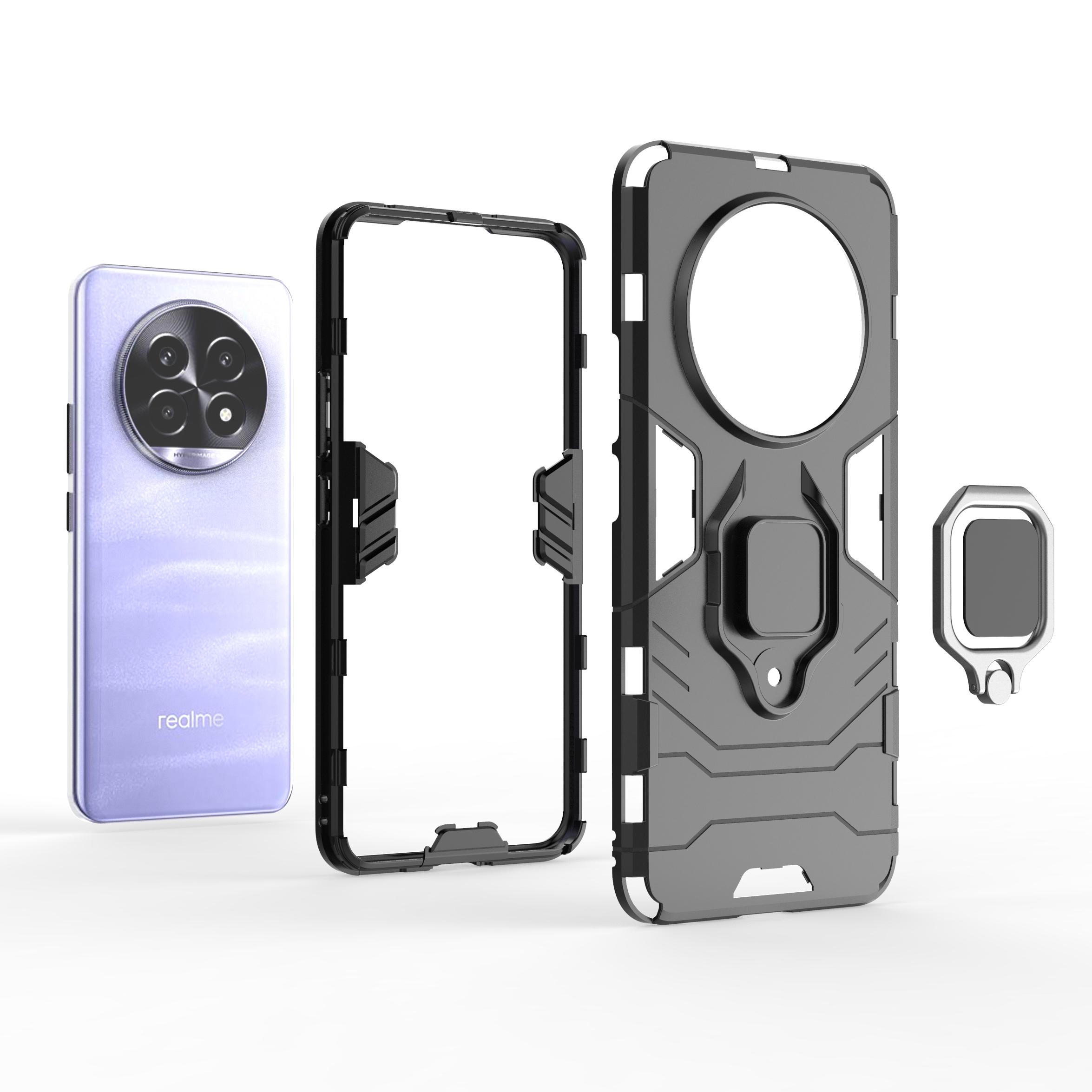 

For Realme 13 Pro 5G (Global)/13 Pro+ 5G (Global) Case PC+TPU Protective Phone Cover with Ring Kickstand Black