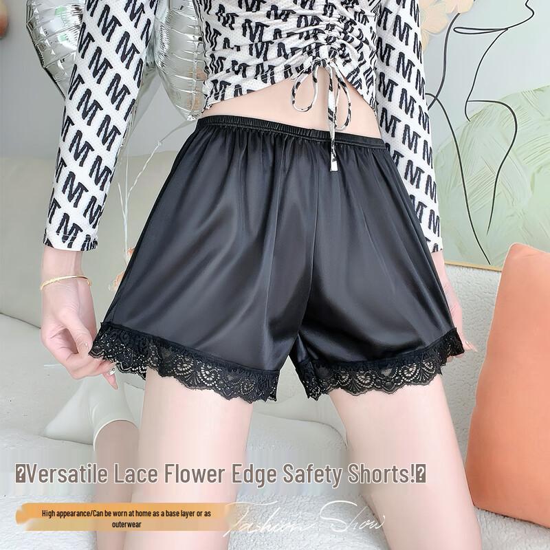 Women's Seamless Ice Silk Lace Anti-Chafe Boxer Briefs