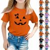Camisetas de Menina Menino Infantil Dia das Bruxas Top Infantil para Meninos e Meninas Camiseta de Manga Curta Estampada